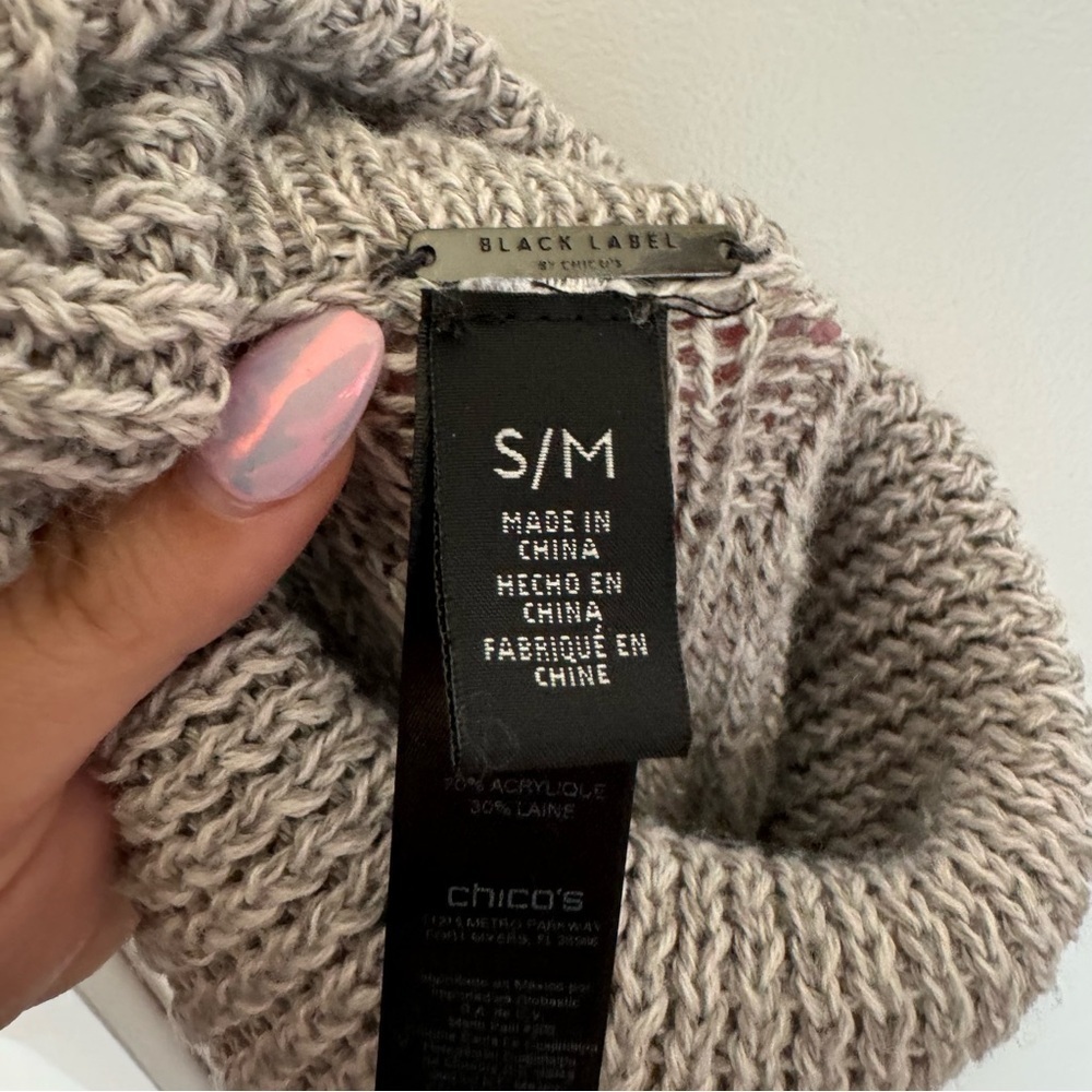 Chico’s Black Label Gray Turtleneck Open Poncho Sweater - Picture 5 of 6